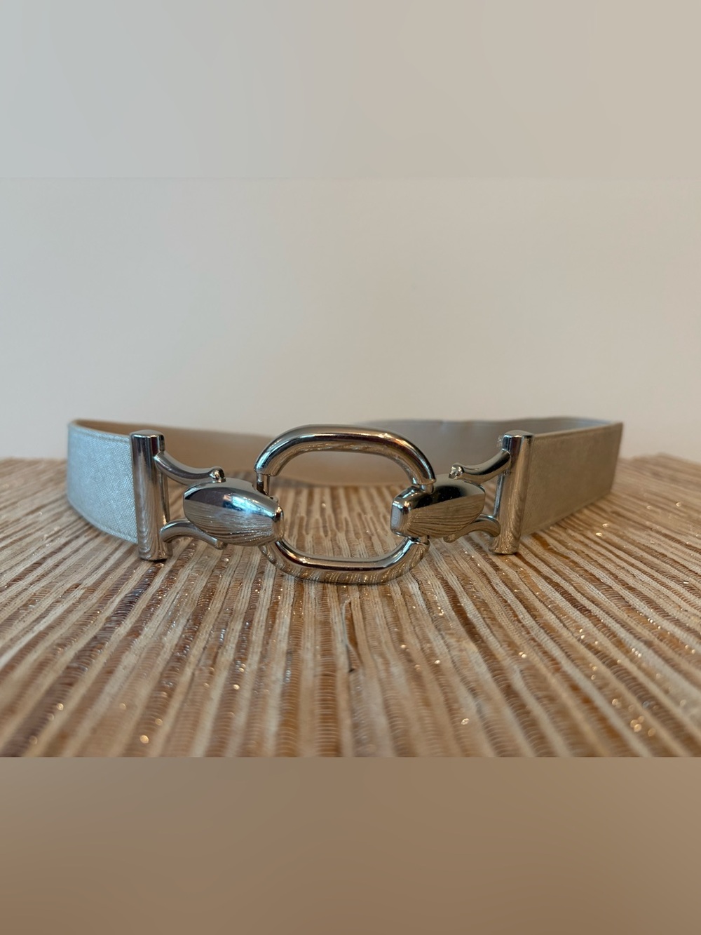 White House Black Market Silver Horsebit Stretch Belt